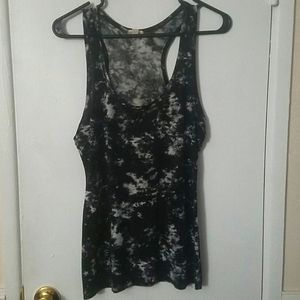 Black Tye Dye Marbled Athletic Racer Tank Top